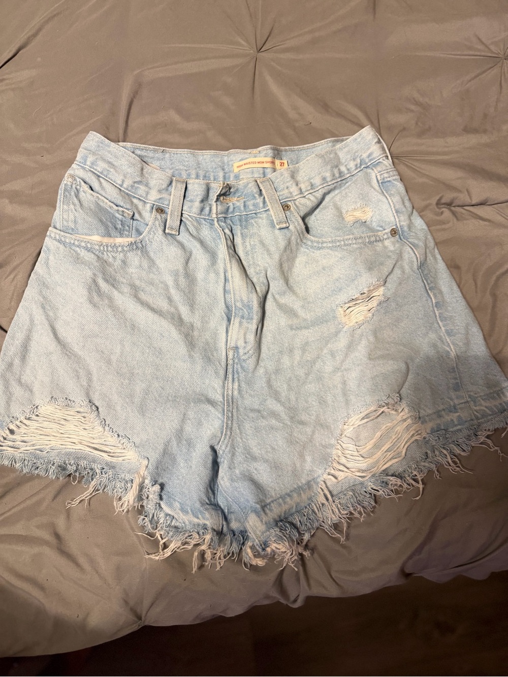 Levi's Light Blue Distressed Denim Shorts